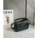 Fake Loewe Puzzle Small Bag Black Calfskin with Woven Handle Replica