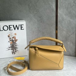 Replica Loewe Puzzle Small Bag Sahara Calfskin with Woven Handle