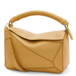 Replica Loewe Puzzle Small Bag Sahara Calfskin with Woven Handle