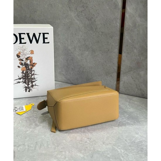 Replica Loewe Puzzle Small Bag Sahara Calfskin with Woven Handle