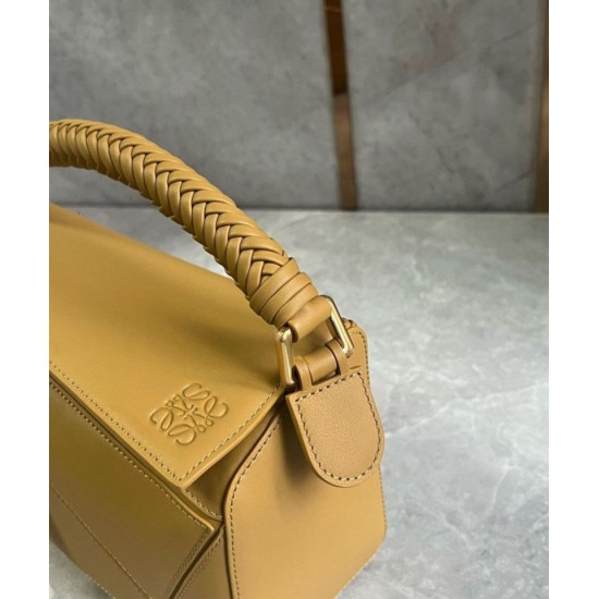 Replica Loewe Puzzle Small Bag Sahara Calfskin with Woven Handle