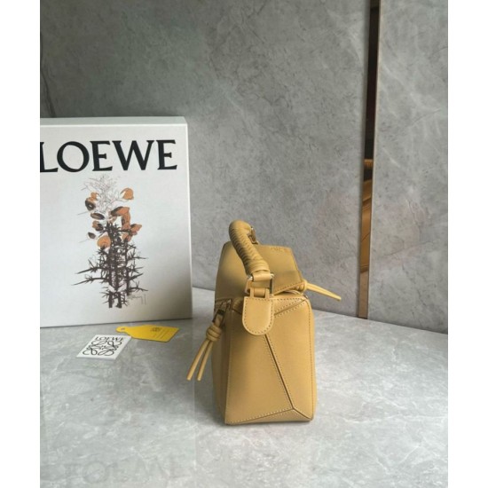 Replica Loewe Puzzle Small Bag Sahara Calfskin with Woven Handle