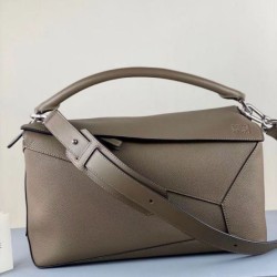 Fake Loewe Large Puzzle Bag Khaki Grained  Replica