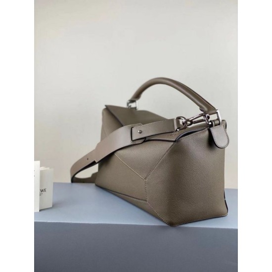 Fake Loewe Large Puzzle Bag Khaki Grained  Replica
