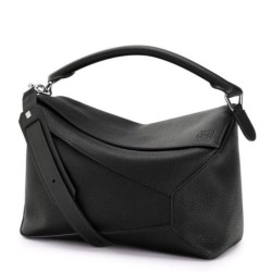 Fake Loewe Large Puzzle Bag Black Grained  Replica