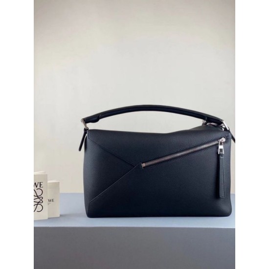 Fake Loewe Large Puzzle Bag Black Grained  Replica