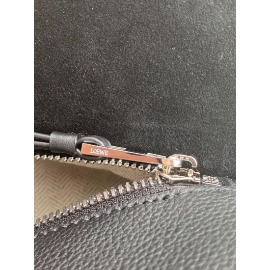 Fake Loewe Large Puzzle Bag Black Grained  Replica