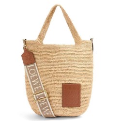 Replica Loewe Slit Tote Bag Raffia and Calfskin