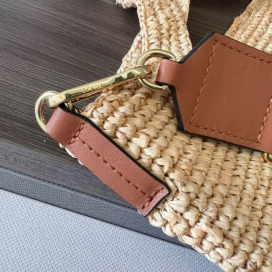 Replica Loewe Slit Tote Bag Raffia and Calfskin