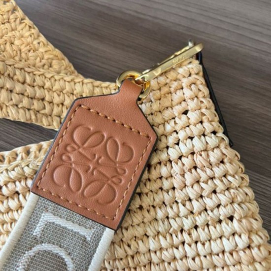 Replica Loewe Slit Tote Bag Raffia and Calfskin
