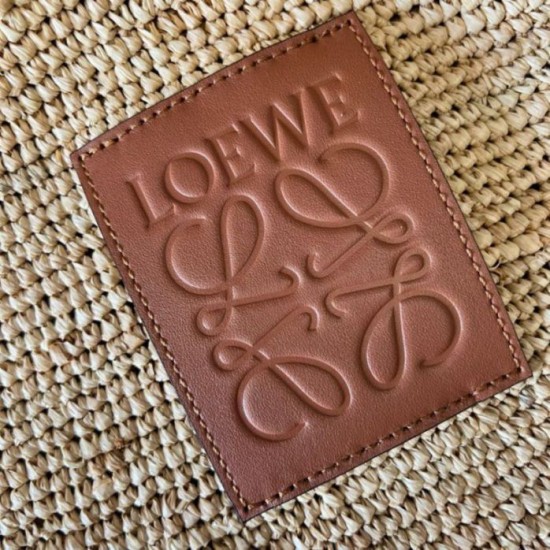 Replica Loewe Slit Tote Bag Raffia and Calfskin
