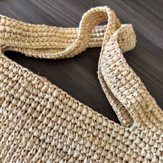 Replica Loewe Slit Tote Bag Raffia and Calfskin