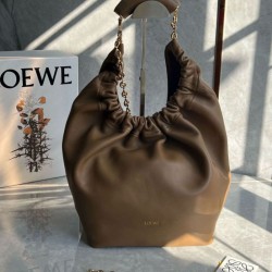 Replica Loewe Medium Squeeze Bag Brown Nappa Lambskin