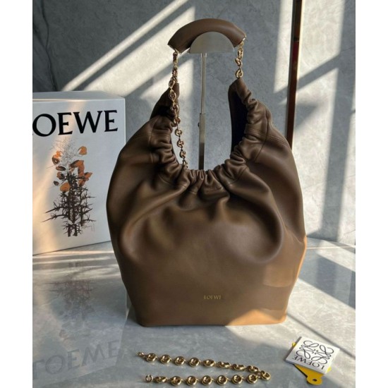 Replica Loewe Medium Squeeze Bag Brown Nappa Lambskin