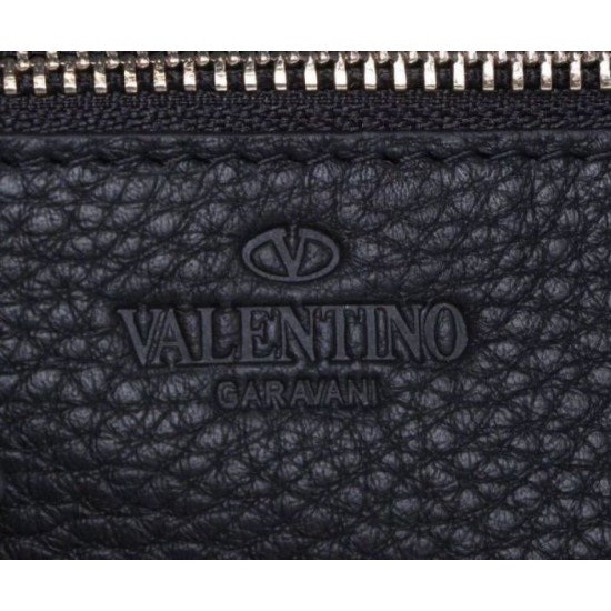 Replica Valentino Small Rockstud Tote Black Grain Calfskin