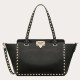 Replica Valentino Small Rockstud Tote Black Grain Calfskin