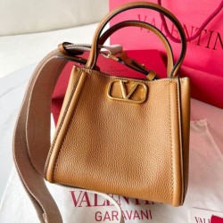 Replica Valentino Alltime Small Bag Brown Grained Calfskin