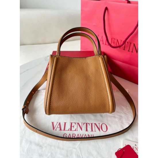 Replica Valentino Alltime Small Bag Brown Grained Calfskin