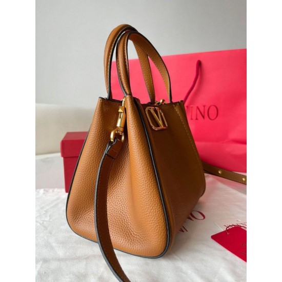 Replica Valentino Alltime Small Bag Brown Grained Calfskin