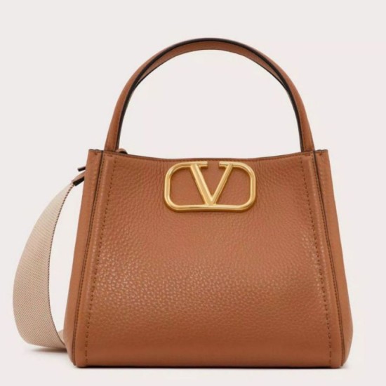 Replica Valentino Alltime Small Bag Brown Grained Calfskin