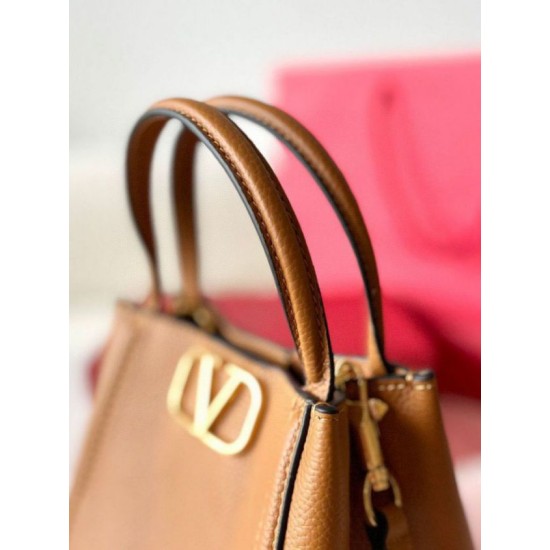 Replica Valentino Alltime Small Bag Brown Grained Calfskin