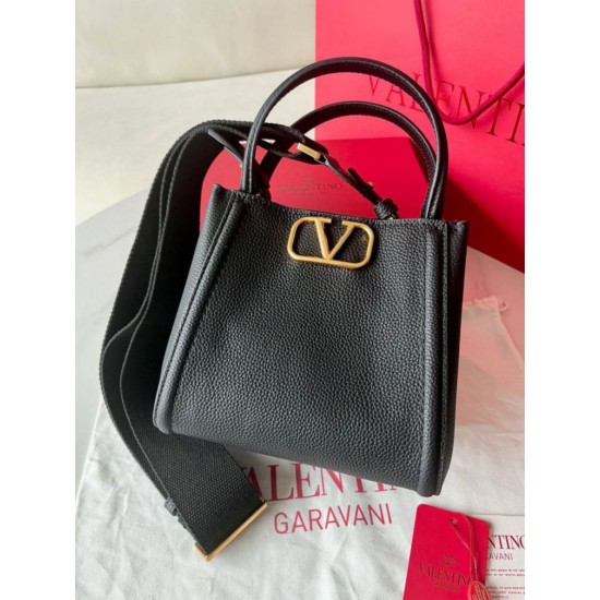 Fake Valentino Alltime Small Bag Black Grained Calfskin Replica