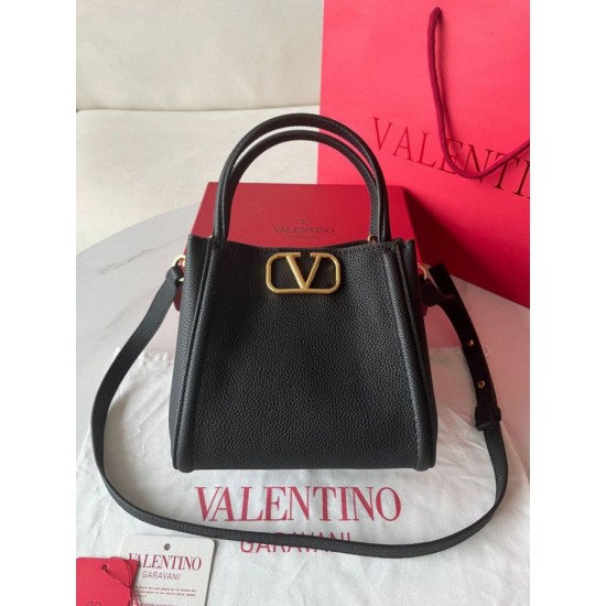 Fake Valentino Alltime Small Bag Black Grained Calfskin Replica