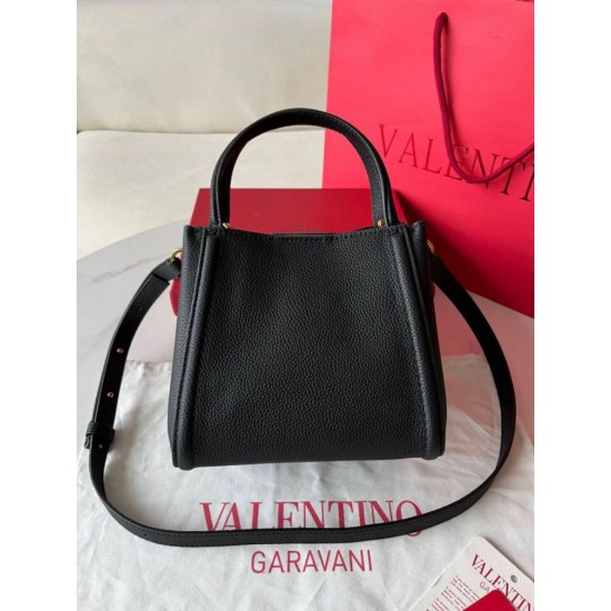 Fake Valentino Alltime Small Bag Black Grained Calfskin Replica