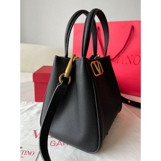 Fake Valentino Alltime Small Bag Black Grained Calfskin Replica