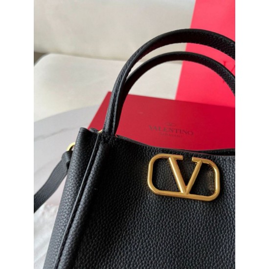 Fake Valentino Alltime Small Bag Black Grained Calfskin Replica