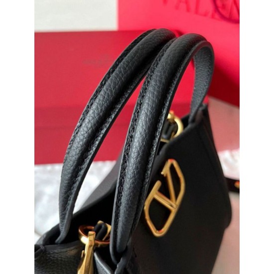 Fake Valentino Alltime Small Bag Black Grained Calfskin Replica