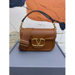 Replica Valentino Alltime Shoulder Bag Brown Grained 