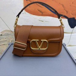 Replica Valentino Alltime Shoulder Bag Brown Grained 