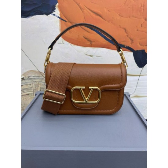 Replica Valentino Alltime Shoulder Bag Brown Grained 