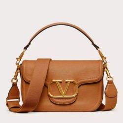 Replica Valentino Alltime Shoulder Bag Brown Grained 