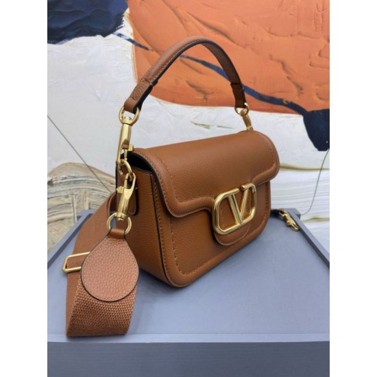 Replica Valentino Alltime Shoulder Bag Brown Grained 