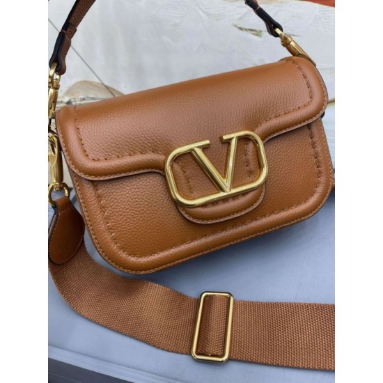 Replica Valentino Alltime Shoulder Bag Brown Grained 