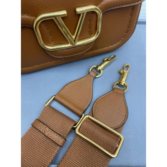 Replica Valentino Alltime Shoulder Bag Brown Grained 