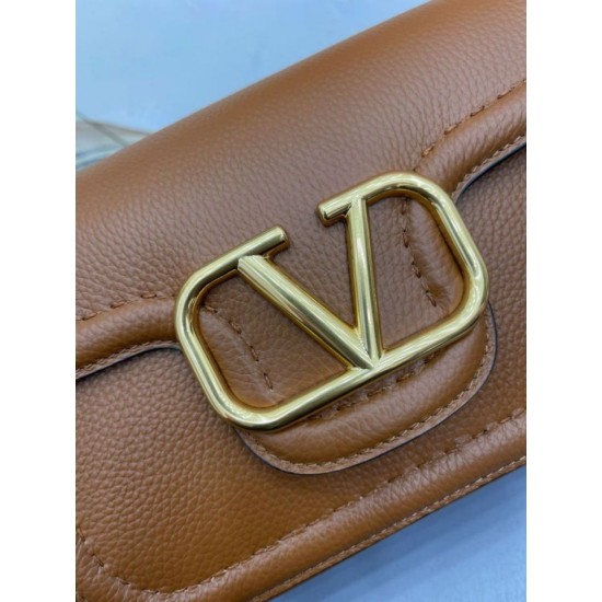 Replica Valentino Alltime Shoulder Bag Brown Grained 