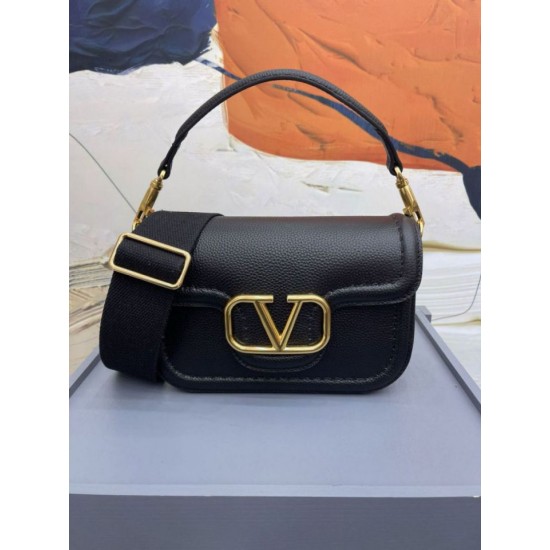 Replica Valentino Alltime Shoulder Bag Black Grained 