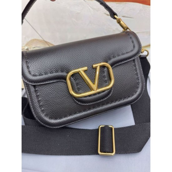 Replica Valentino Alltime Shoulder Bag Black Grained 