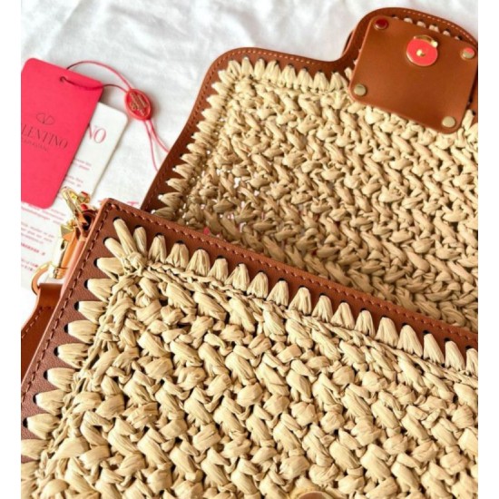 Fake Valentino Alltime Shoulder Bag Natural Raffia Replica