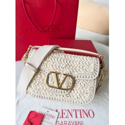 Replica Valentino Alltime Shoulder Bag White Raffia