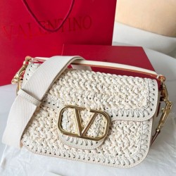 Replica Valentino Alltime Shoulder Bag White Raffia