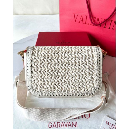 Replica Valentino Alltime Shoulder Bag White Raffia