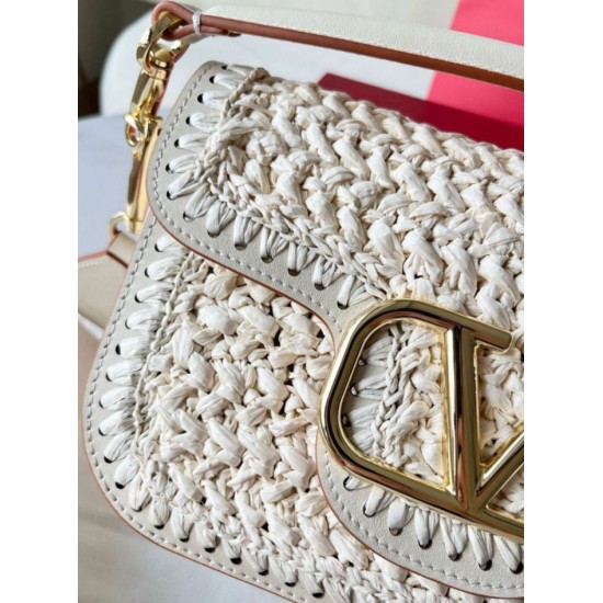 Replica Valentino Alltime Shoulder Bag White Raffia