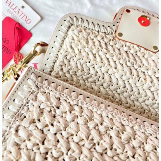 Replica Valentino Alltime Shoulder Bag White Raffia