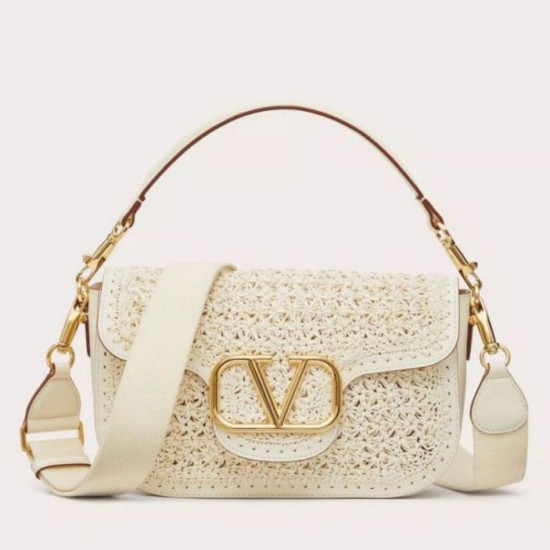 Replica Valentino Alltime Shoulder Bag White Raffia
