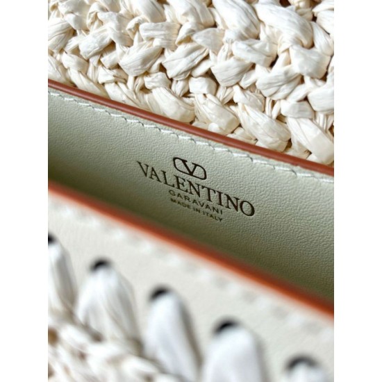 Replica Valentino Alltime Shoulder Bag White Raffia