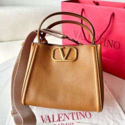 Replica Valentino Alltime Medium Bag Brown Grained Calfskin